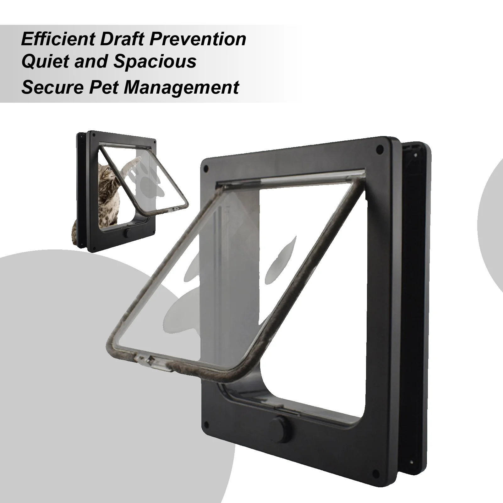 Window Cat Door Magnetic Safety With 4-Way Lock Sliding Glass Insert Interior Cat Door For Dog Kitten Medium Home Indoor Outdoor