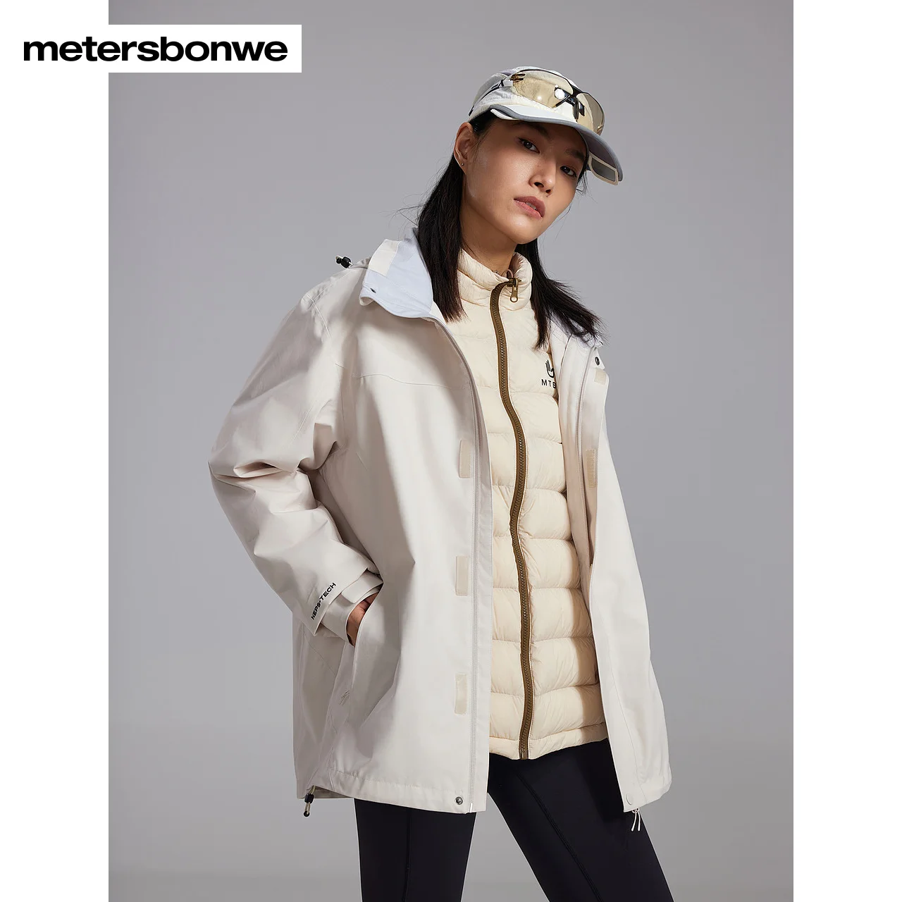 Metersbonwe-Chaqueta rígida muy impermeable para hombres y mujeres Forro de plumón de pato Chaqueta para exteriores 2 en 1 Puffer Tres prendas de invierno