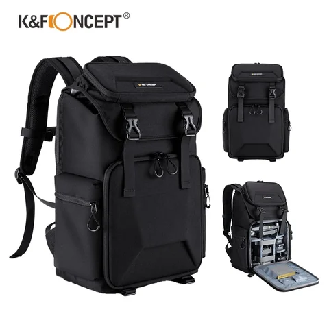 K&F Concept 16.5인치 카메라 백팩 Sony Canon Nikon 카메라/렌즈/삼각대용 레인 커버 내장, SLR DSLR 보관용