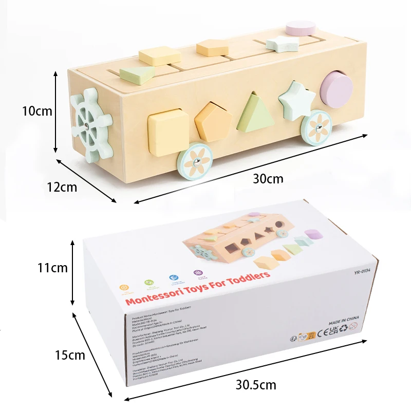Wooden Sorting Toy Montessori Shape Sorter Color Matching Box Game Early Educational Learning Sensory Toy for Preschool Toddlers