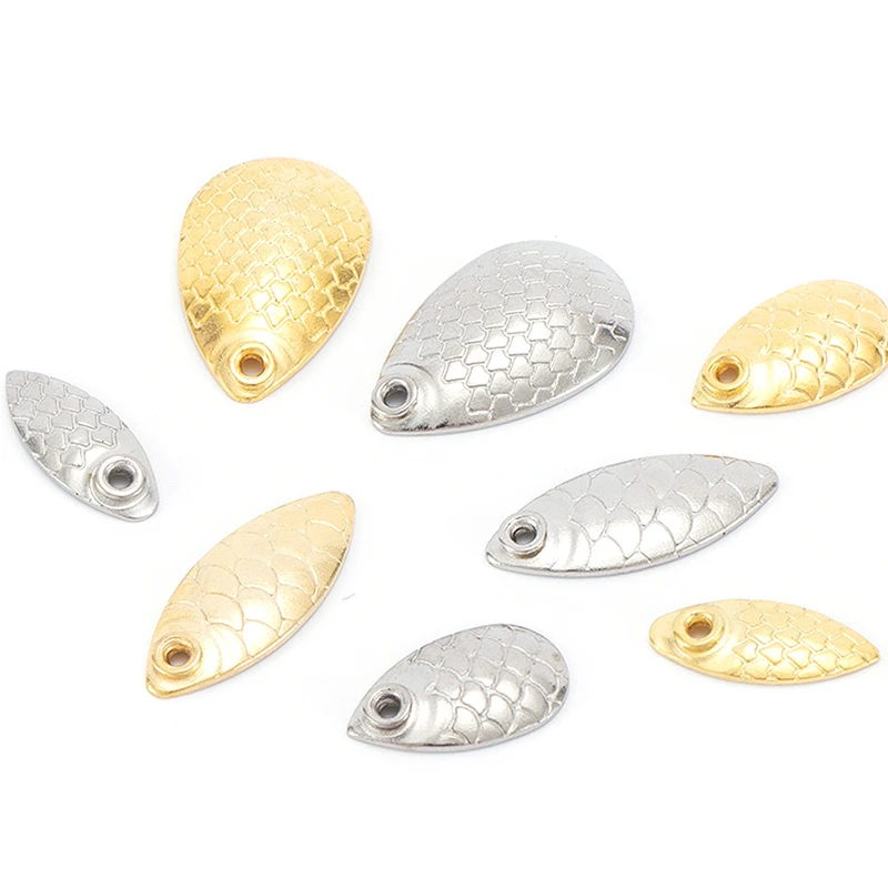 100/80/50PCS New Metal Copper Lure Fishing Spinner Blades Tackle Willow Blades Smooth DIY Accessories Noise Not Hurt Line Sequin