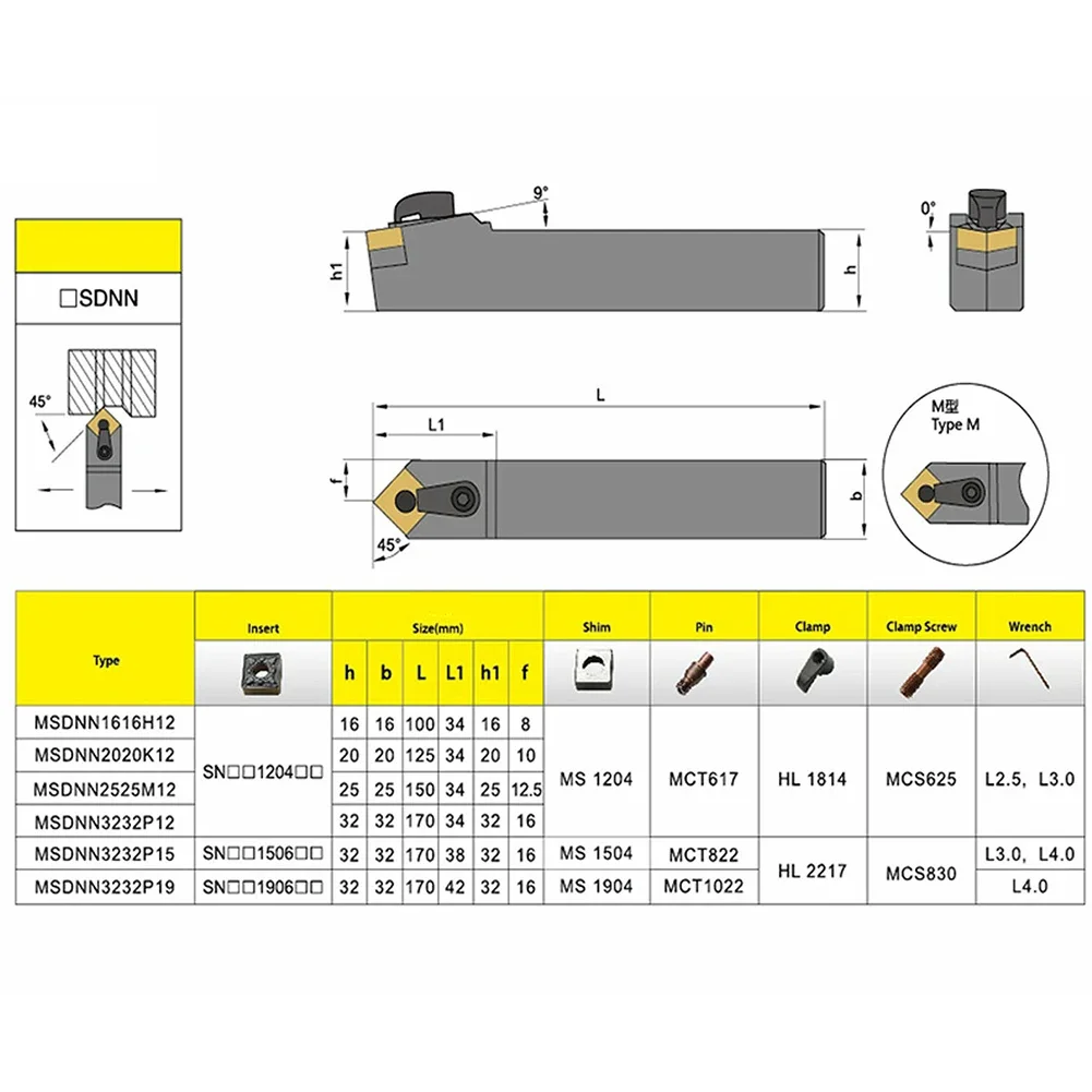 1Pack MSDNN2020K12 CNC Lathe External Turning Tool Holder Suitable For Roughing To Semi-finishing Of Steel Parts