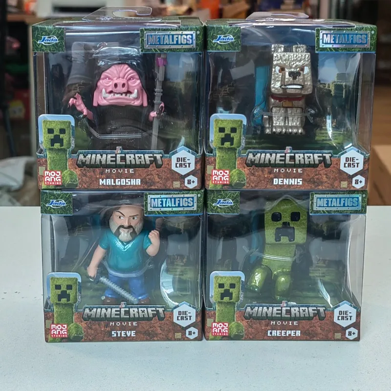 Figuras de Ação Jada Anime Minecraft Steve Creeper Dennis Mrlgoshr, Coleção de Modelos Metálicos, Ornamentação para Meninos e Meninas
