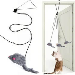 Simulation Mouse Cats Toy Funny Self-hey Hanging Door Retractable Cats Stick Scratch Rope Mouse Cat Interactive Toy Cat Supplies