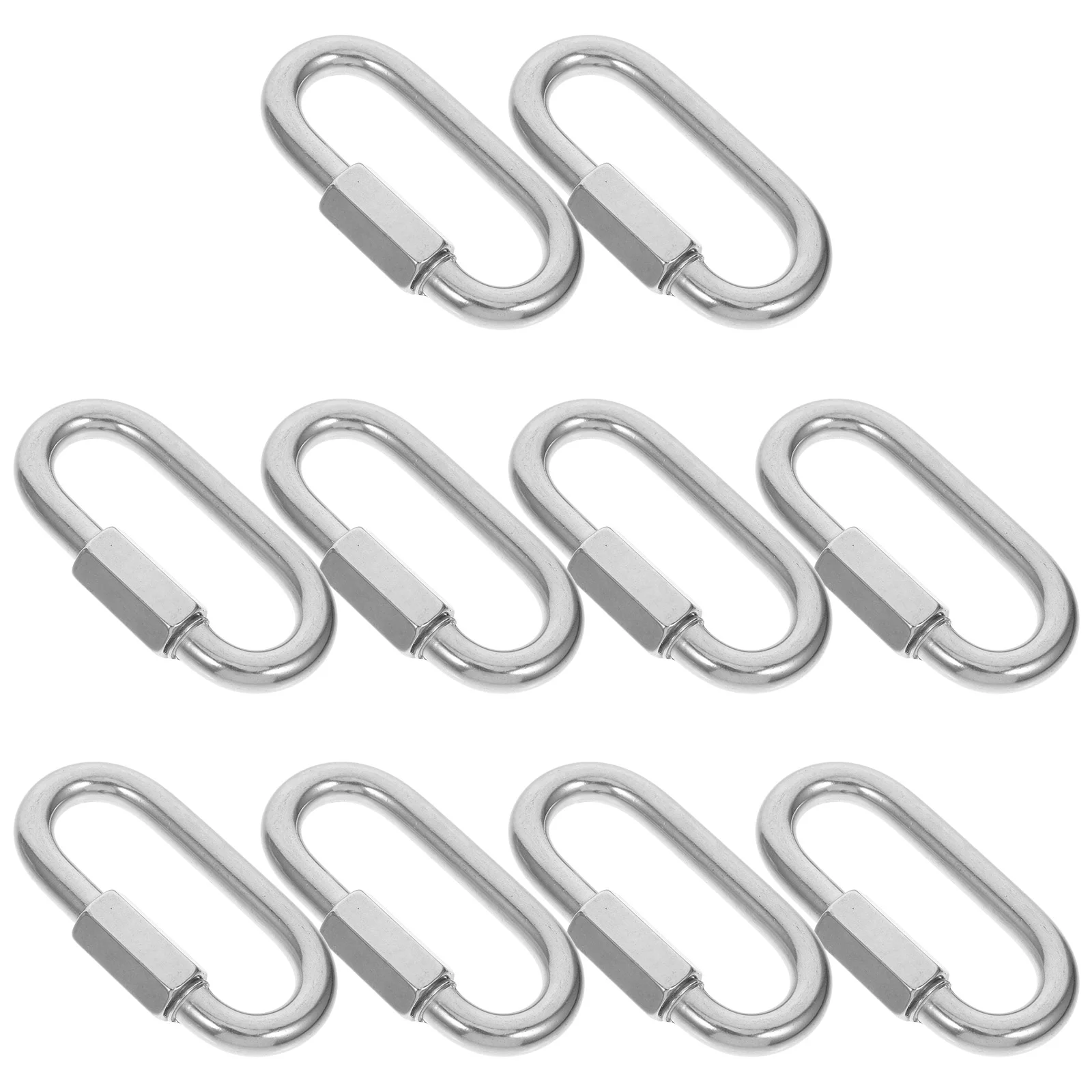 10 Pcs Chain Link Buckle Clamp Connector Stainless Steel Quick Oval with Clips Both Ends