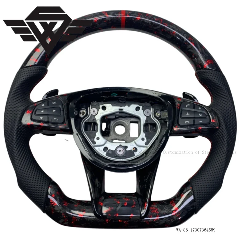

Custom 3 Spoke Luxury Steering Wheel Forged Carbon Leather for Mercedes Benz E G Class W205 W223 809 AMG 205