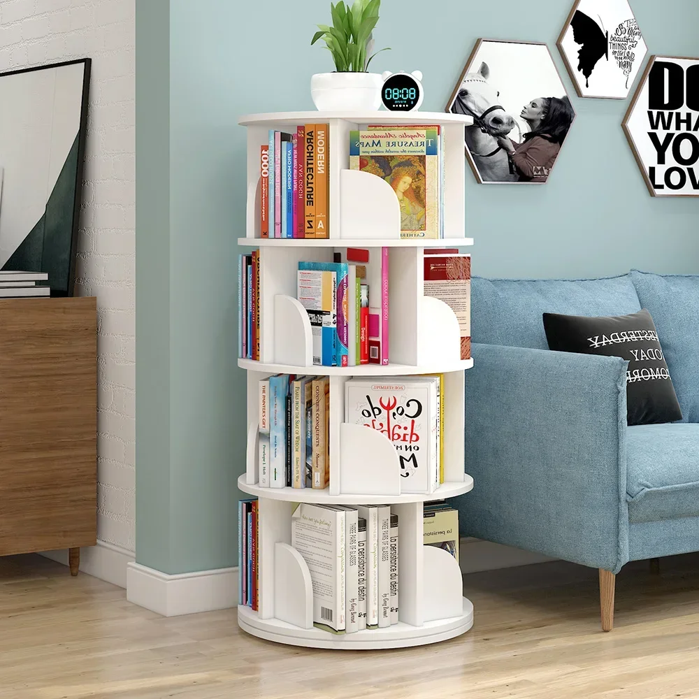 New Modern Bookcase Room Simple Household Space-saving Storage Revolving Round Children Bookshelf Rotating Balda Home Furniture