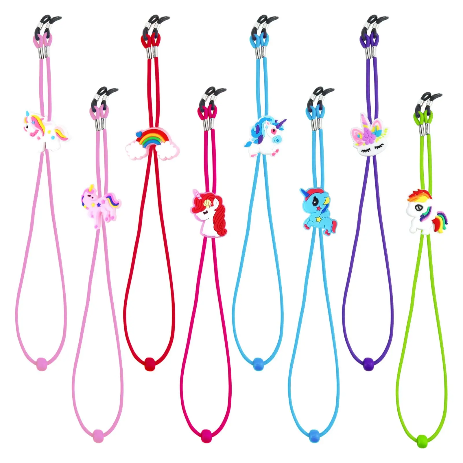 8 PCS Kids Glasses Strap Unicorn Rainbow Anti-slip Eyeglass Straps Adjuster Stretchy Sunglass Strap for Boys Girls