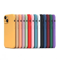 Liquid Silicone Soft Case for IPhone 15 14 Plus 13 11 12 Pro Max Mini X XR XS Full Lens Protection Cover Shell