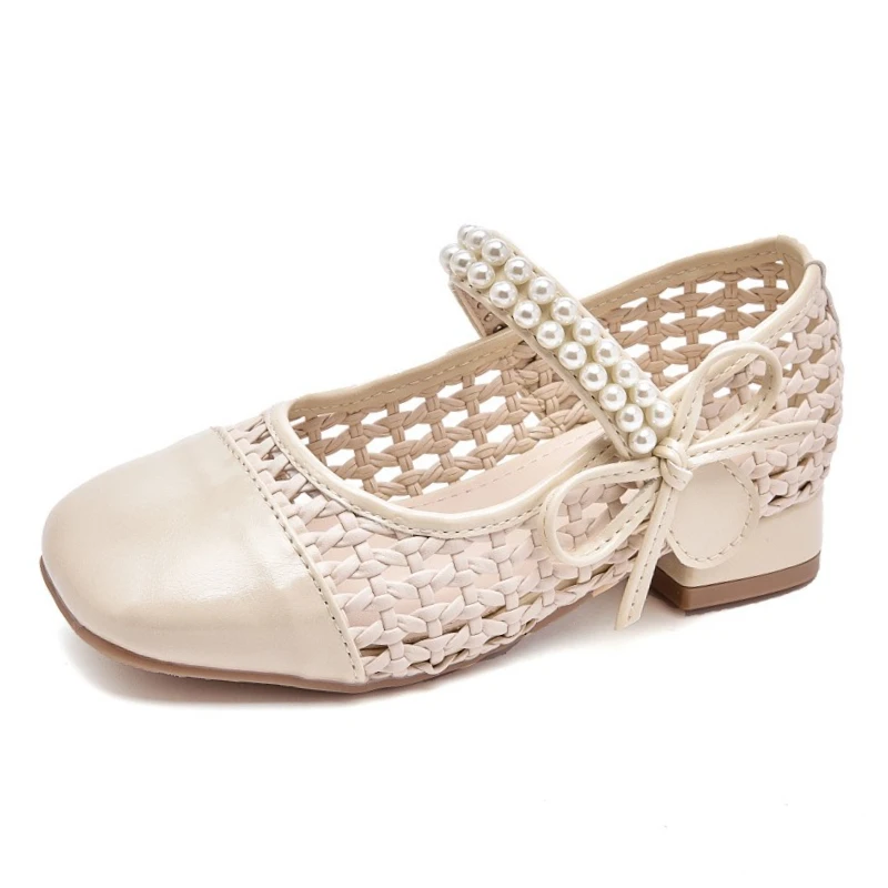 

2026 Spring Girls High Heel Princess Shoes Kids Casual Leather Shoes Soft Sole Breathable Non Slip Children's Footwear for Party