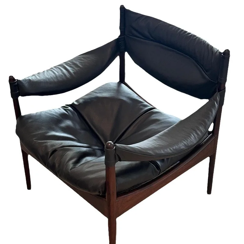 Single sofa chair, living room solid wood leisure chair designer sofa single chair