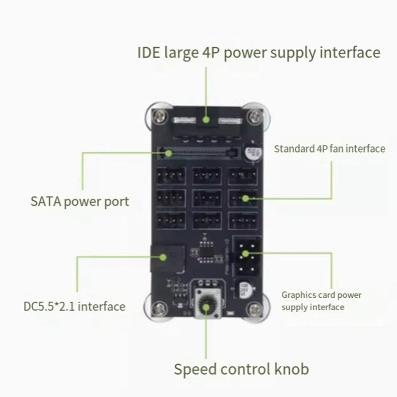 คอมพิวเตอร์ตัวควบคุมความเร็วพัดลมโมดูลพัดลม 9 ช่องพัดลมฮับ PWM High-Power รุนแรงความเร็วพัดลมแหล่งจ่ายไฟ