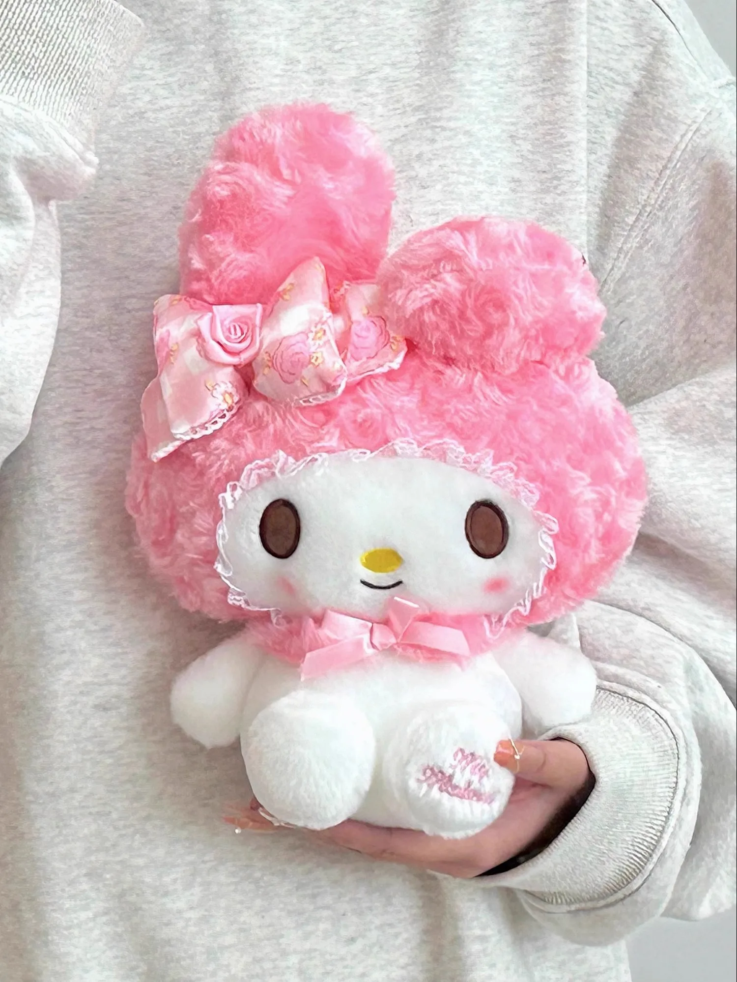 30CM Echte Sanrio Rose Serie Hallo Kitty Melody Stofftier Plüsch Spielzeug Peluche Anime Puppe Geburtstag Weihnachten Geschenk Für mädchen – Detail 3