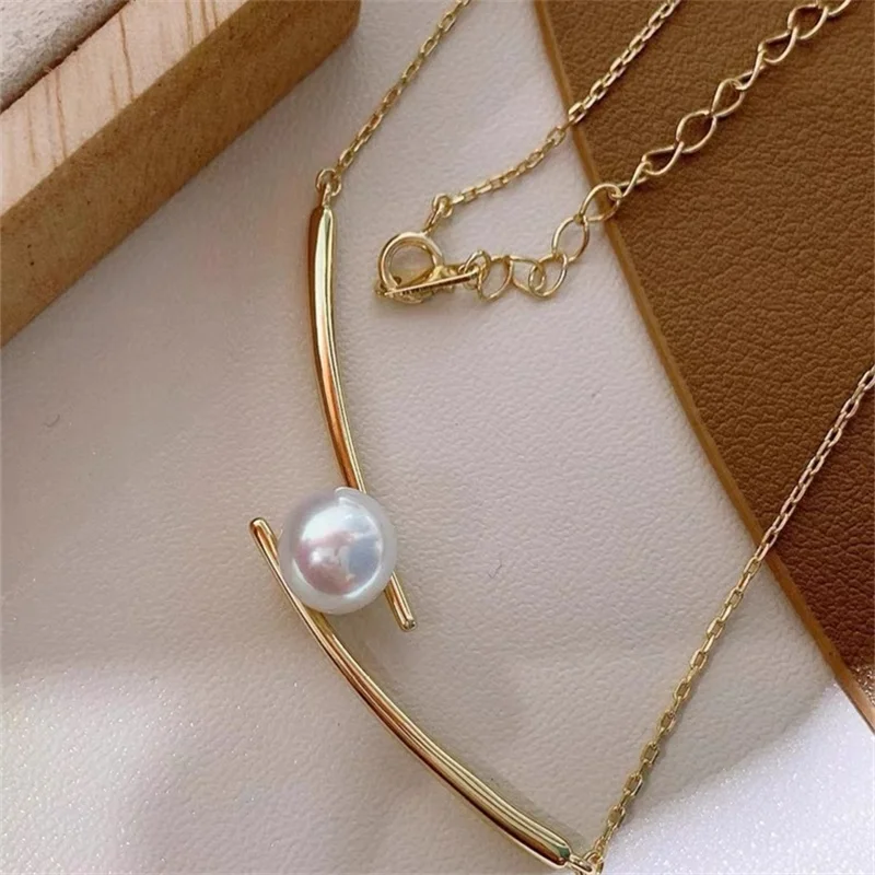 Fashion Pearl Titanium Steel Necklace For Women Elegant Minimalist Geometric Lady Necklace Office Banquet Party Jewelry Gift