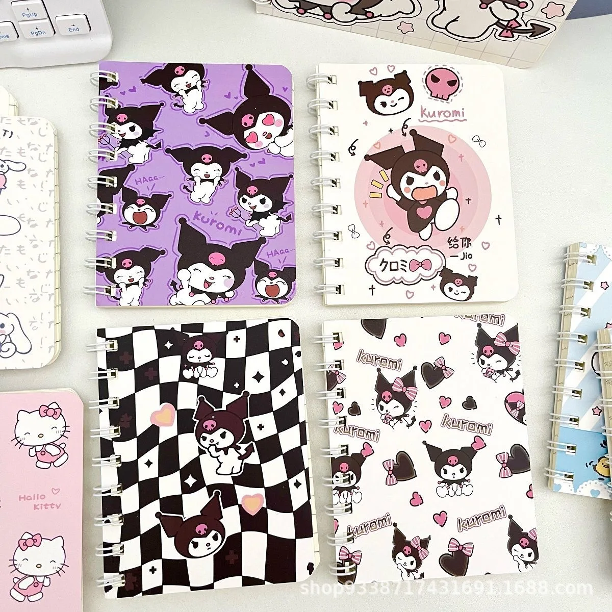 

4PCS Kawaii Sanrio Kuromi A7 Coil Notebook Cute Elementary School Girl Heart High Beauty Portable Small Notebook Girl Gift