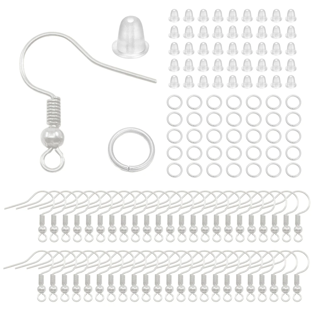 300pcs Earrings Set Earring Hooks Open Jump Rings Ear Plug Connects For DIY Jewelry Making Findings Supplies Accessories