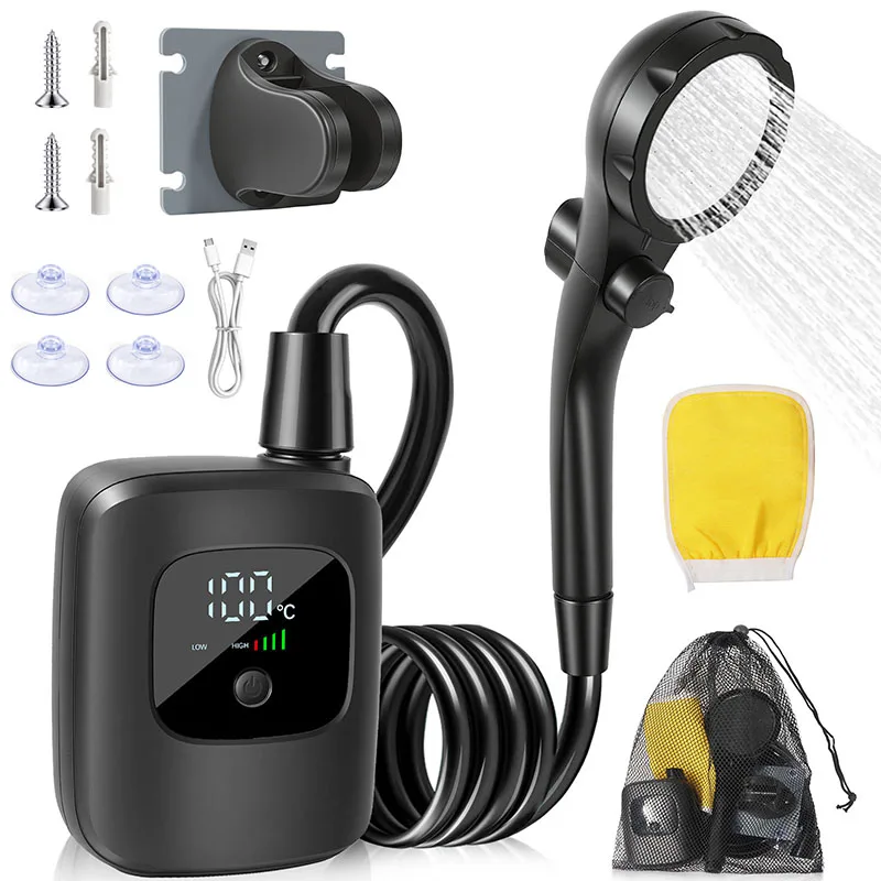 USB Portable Camping Shower Pump Outdoor Electric Self-priming Shower Kit for Camping, Travel, Car Washing Pet Bathing