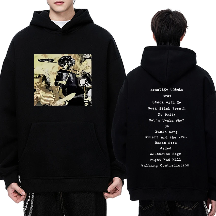 

Rock band Green Day Insomniac 90s Album printed streetwear Unisex vintage black Hoodie Autumn Winter Men women Fleece pullovers