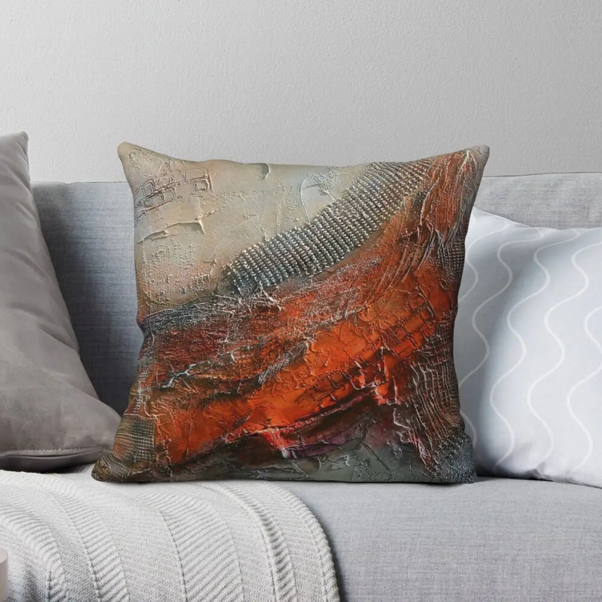 Abstract Rust Grey Art Pillowcase Polyester Linen Velvet Creative Zip Decor Throw Pillow Case Car Cushion Case 18