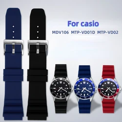 Silicone strap 22mm For CASIO swordfish diving watch MDV-106 MDV-107 MTP-VD01D efr-303l watchband Orange green men's wrist band