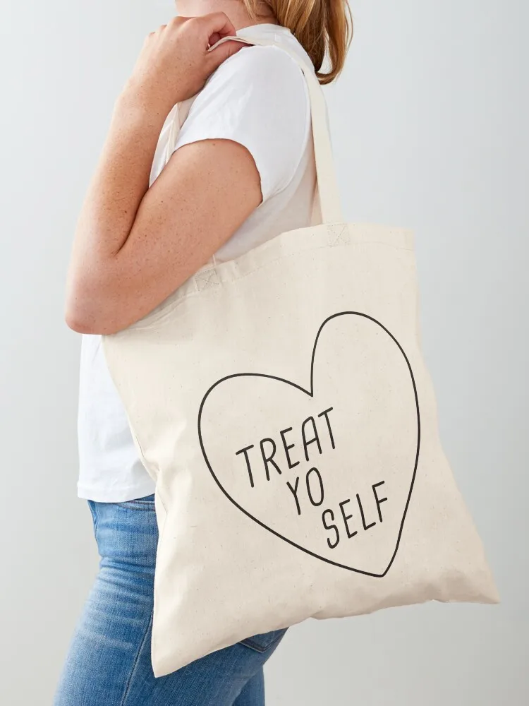 

Treat Yo Self White Tote Bag tote bags aesthetic Canvas bag shopper bag women sac pour femme