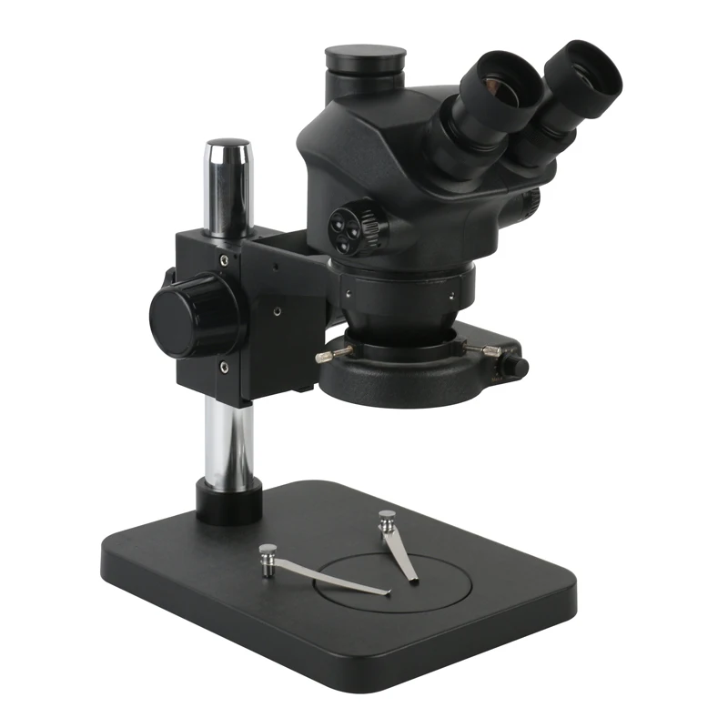 Microscope trinoculaire stéréo à simulateur de focale d'objectif 7-50X + support de Base d'objectif Barlow 0,5x 0,7x pour la réparation de téléphones soudure de PCB