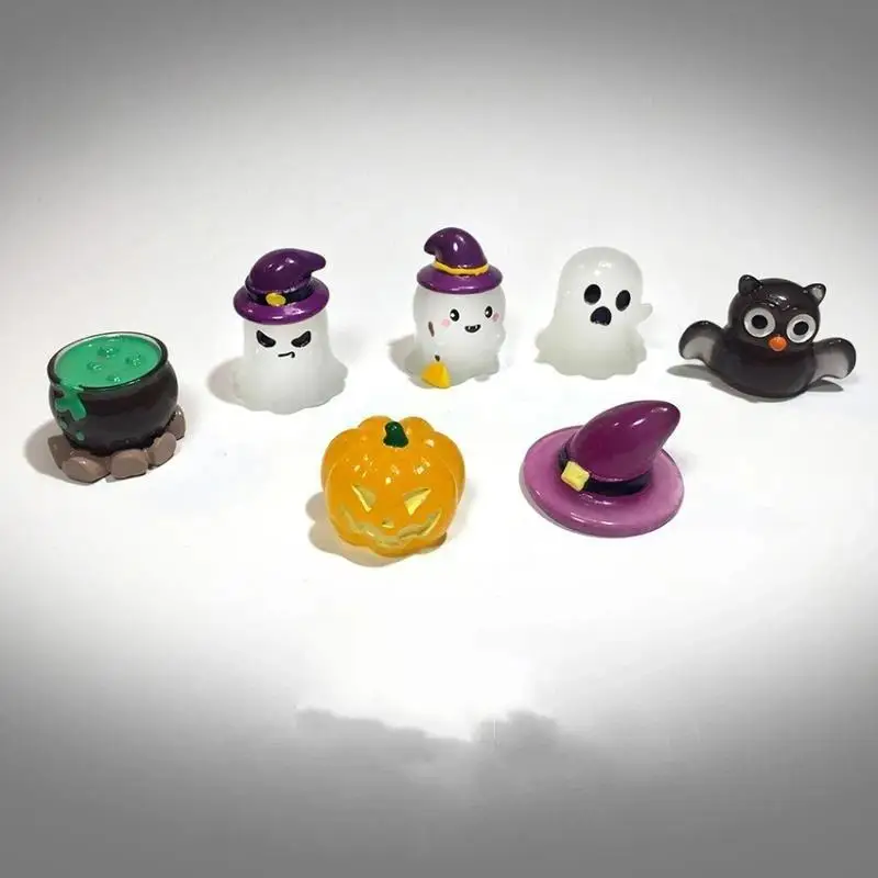 Set Mini Cute Funny Luminous: Glow Witch Ghost Pumpkin Micro Landscape Ornament Halloween Home Desk