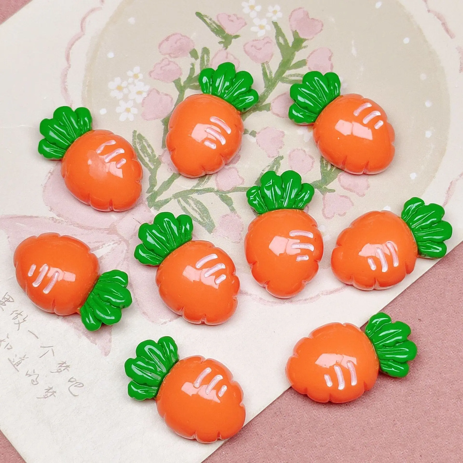 5pcs Kawaii carrot Cartoon Resin Flatback For Jewelry Making Diy Crafts Materials Scrapbooking Embellishments