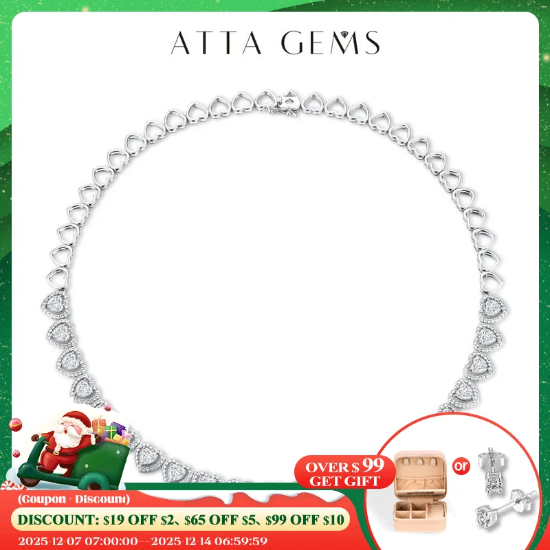 

ATTAGEMS Luxury Heart Moissanite Necklace for Women Lab Created Ruby Blue Sapphire S925 Silver Gold Plated Engagement Party Gift