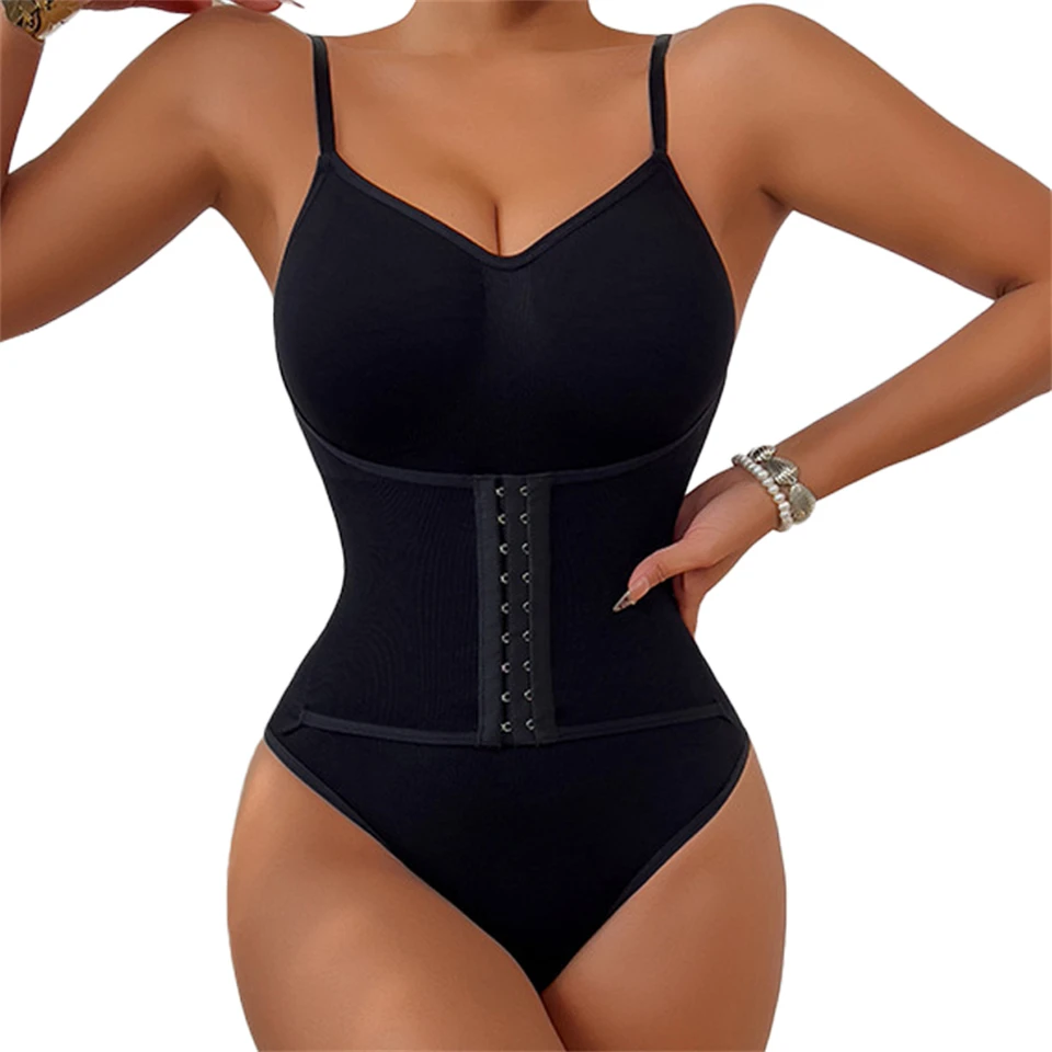 Becirzet Damen-Bodysuit mit Haken, Bauchkontrolle, Body Shaper, Taillentrainer-Gürtel, Bauchreduzierung, Schlankheits-Shapewear – Detail 2