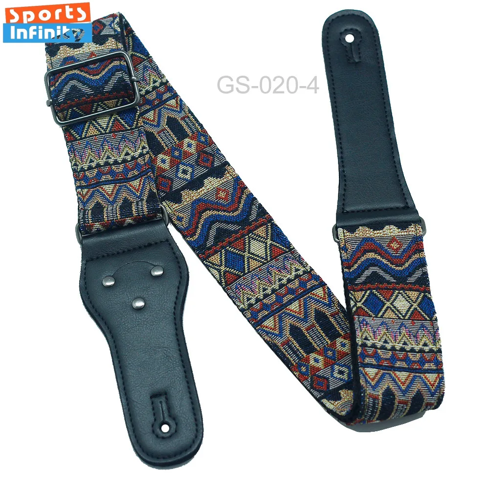 Fashion Electric Guitar Strap Folk Guitarra Belt Straps Vintage Cross Personality Guitar Straps Pick Pocket Guitar Accessories