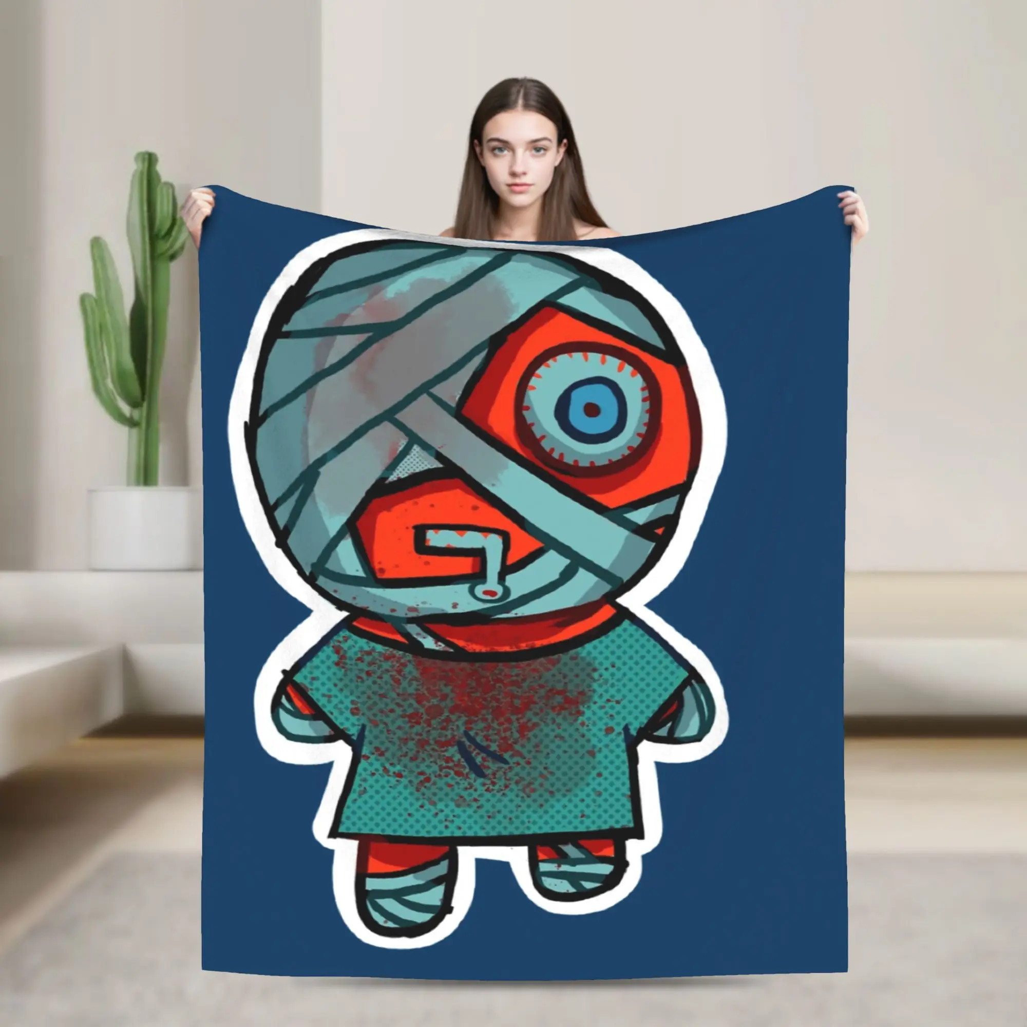 Captain Curly Mouthwashing Blankets  Wool Funny Warm Throw Blanket for Bed Sofa  Winter