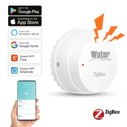 TUYA Zigbee Water Leak Detector Water Flood Sensor Smart Life APP Remote Monitoring Flood Alert Overflow Security On Site Alarm