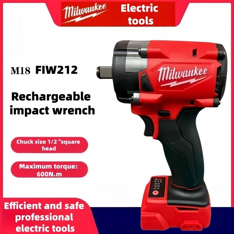 100% M18 Milwaukee 1/2' Brushless Cordless Impact Wrench 600N.m 3500RPM with 3 LED Lights Compact Torque Wrench Power Tool
