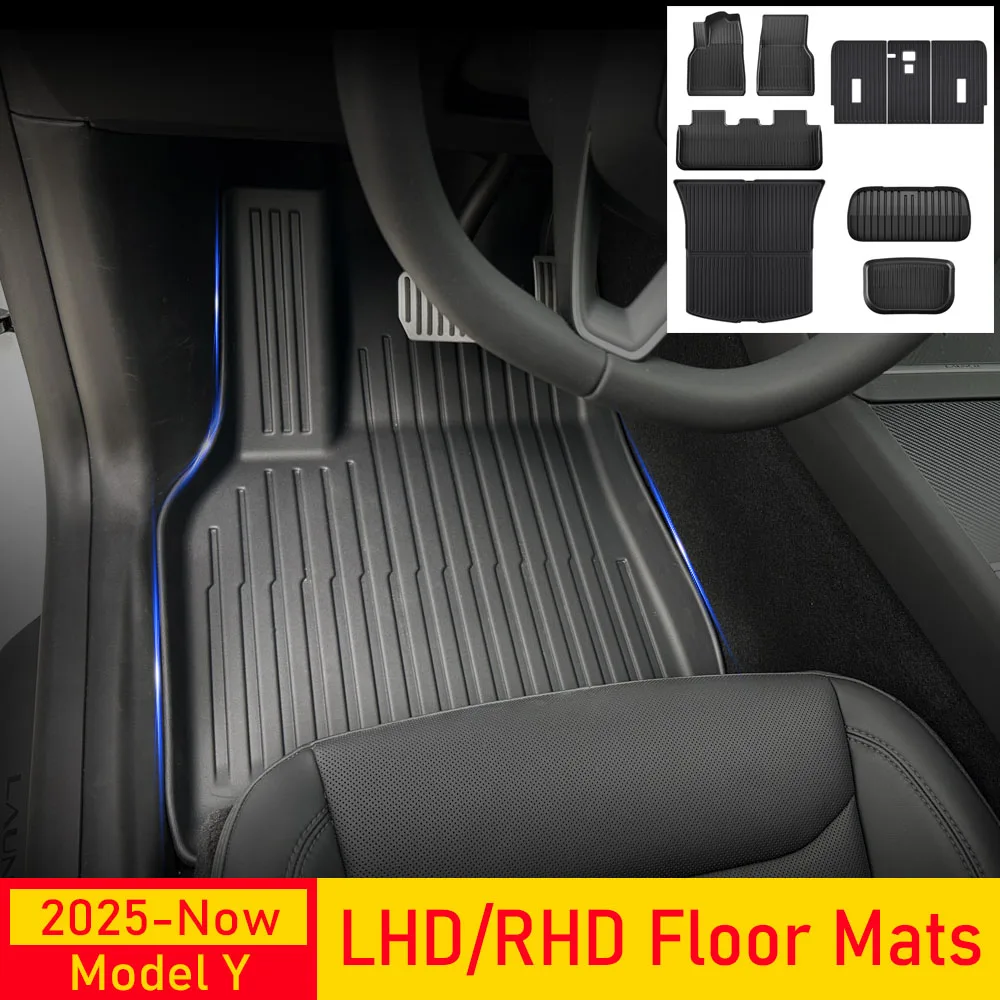 

Floor Mats for Tesla Model Y 2025 2026 Juniper All Weather Trunk Mat Kick Pads Cargo Frunk Liners Seatback Protector Accessories