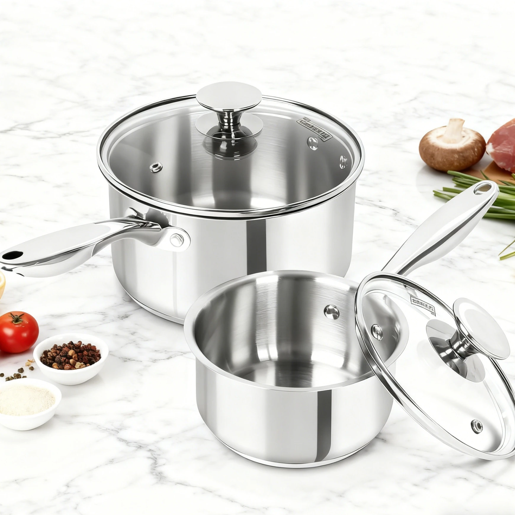 

Набор кастрюль MICHELANGELO из нержавеющей стали, 1 карат и 3 кварты, кастрюли для соуса премиум-технологии, 2 предмета, индукционная совместимость