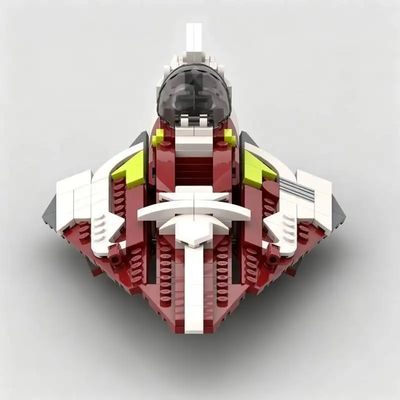 307PCS Red White Futuristic Space Fighter Building Blocks Model DIY Assembly Toy Sci Fi Vehicle Creative Collection Display Gift