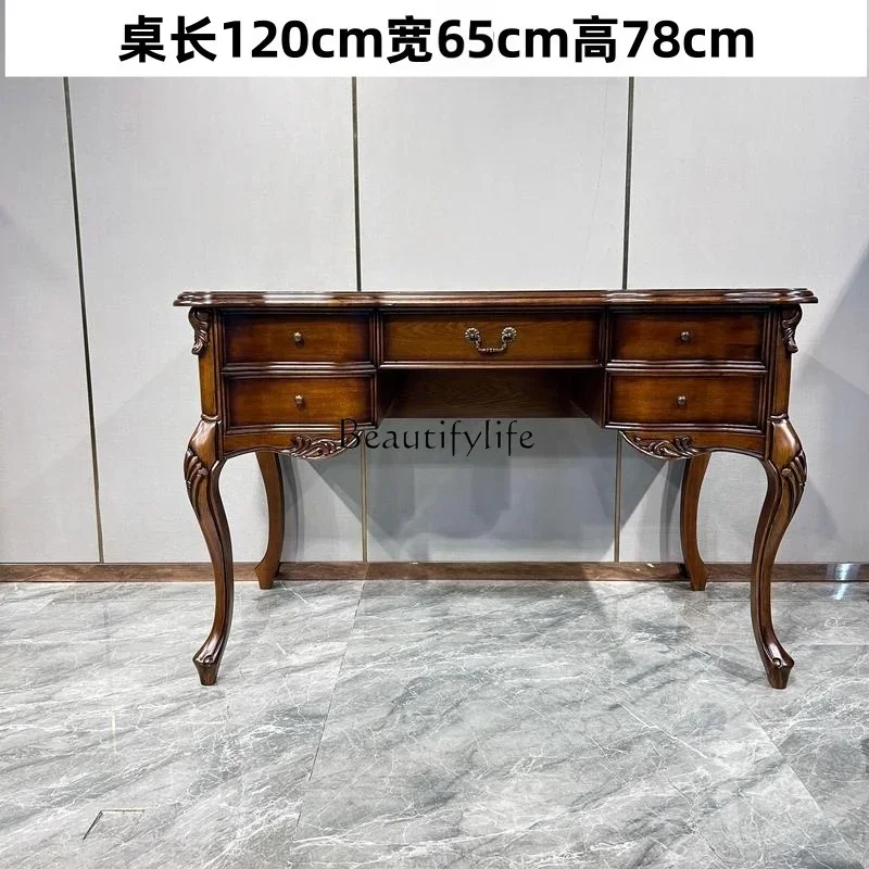 Yj21 Escritorio americano de madera maciza, estantería integrada, escritorio para ordenador de oficina, escritura individual para estudiantes de estilo europeo