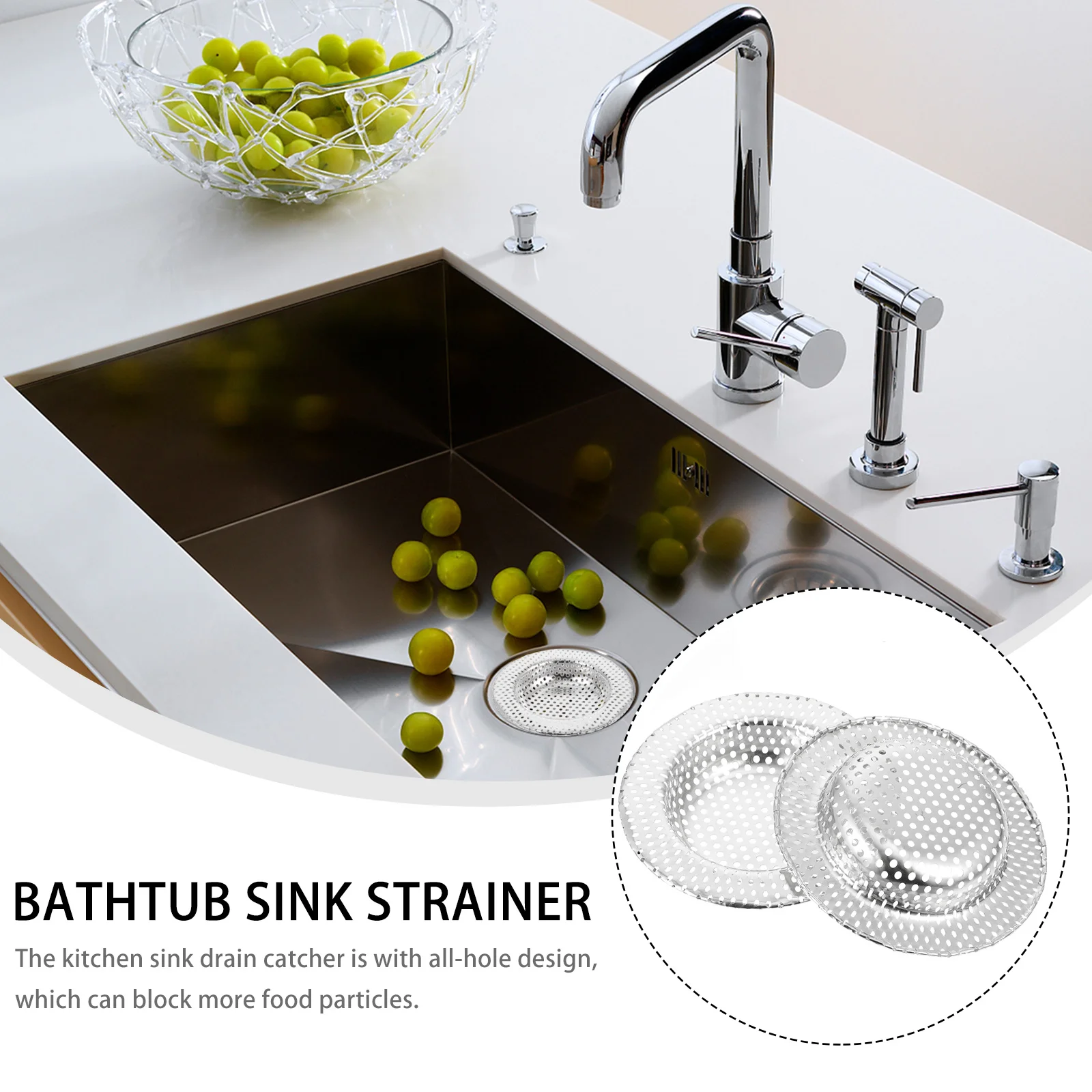 

2 шт., фильтр для кухонной раковины из нержавеющей стали, сито, ловушка, пробка для волос, сливная крышка для пищевых частиц, блокатор, засорение