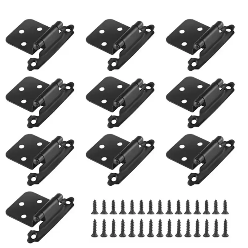 

AB33-Kitchen Doors Hinges 10Pcs Cabinet Drawer Hardware Heavy-Duty Overlay Reused Self-Closing W/ Screws Cold-Rolled Steel