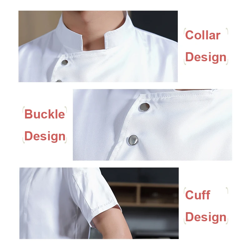 Conjunto de Uniforme de Chef de Verano Para Hombre y Mujer, Chaqueta de Cocina Para Restaurante, Hotel, Ropa de Trabajo Transpirable, Camisa Blanca, Delantal,Sombrero Delantal Cocina Hombre  Chef Coat Uniforme Cocinero