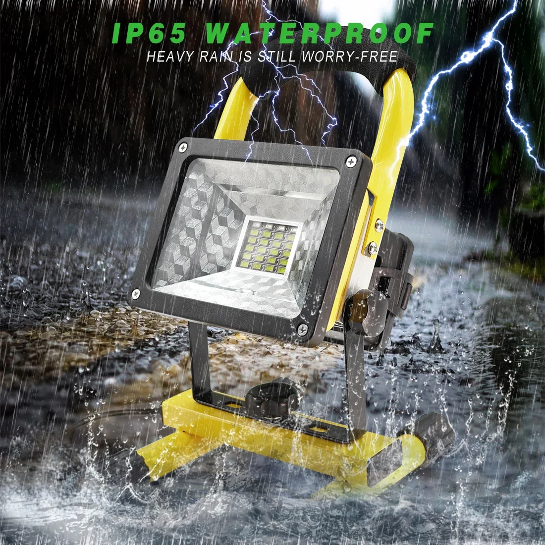 LED Portable Rechargeable Floodlight Waterproof Spotlight Battery Powered Searchlight Outdoor Work Lamp Camping Lantern