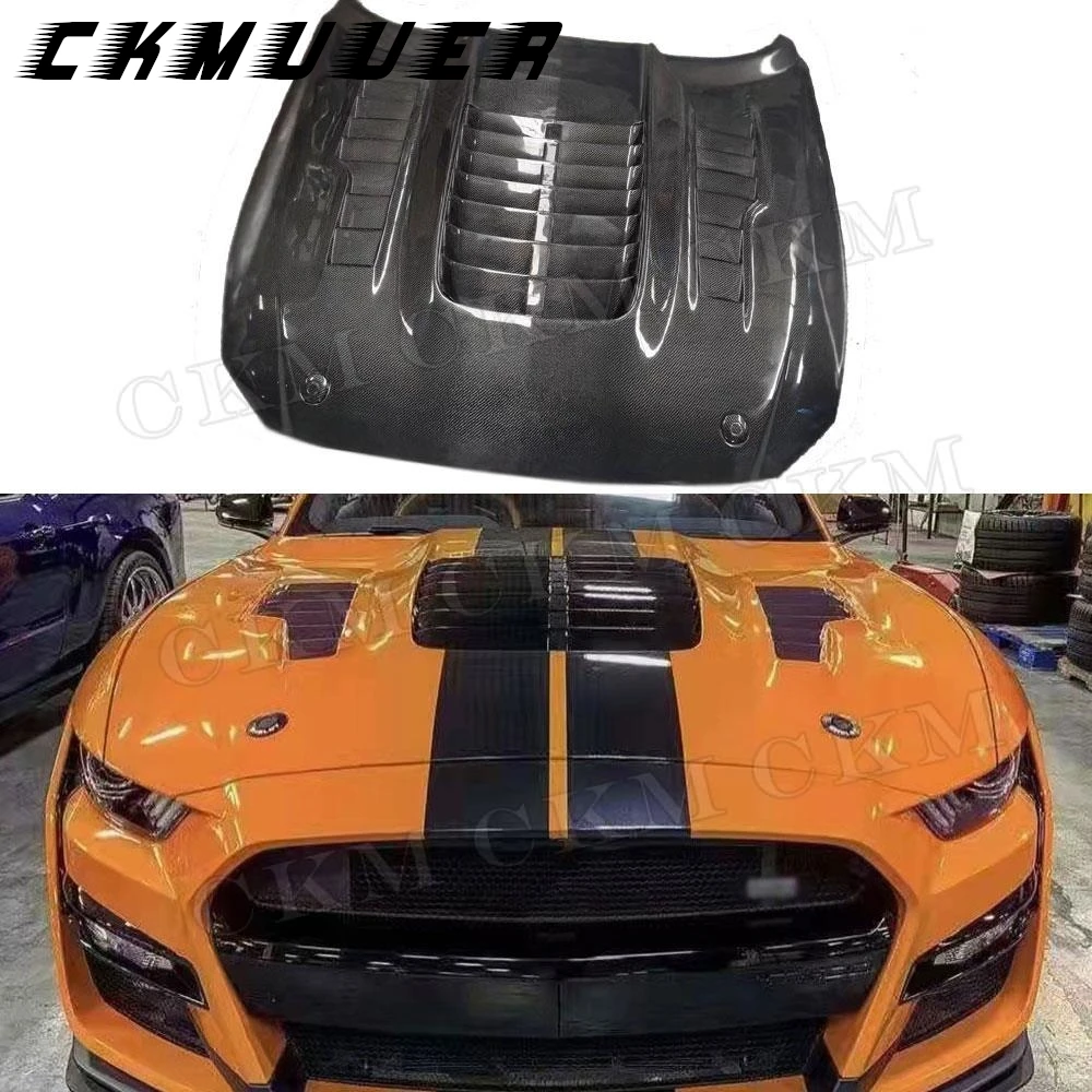 

CKMUUER передний бампер из углеродного волокна, крышка капота двигателя, аксессуар для Ford Mustang 2015 2016 2017, комплекты кузова капота двигателя FRP