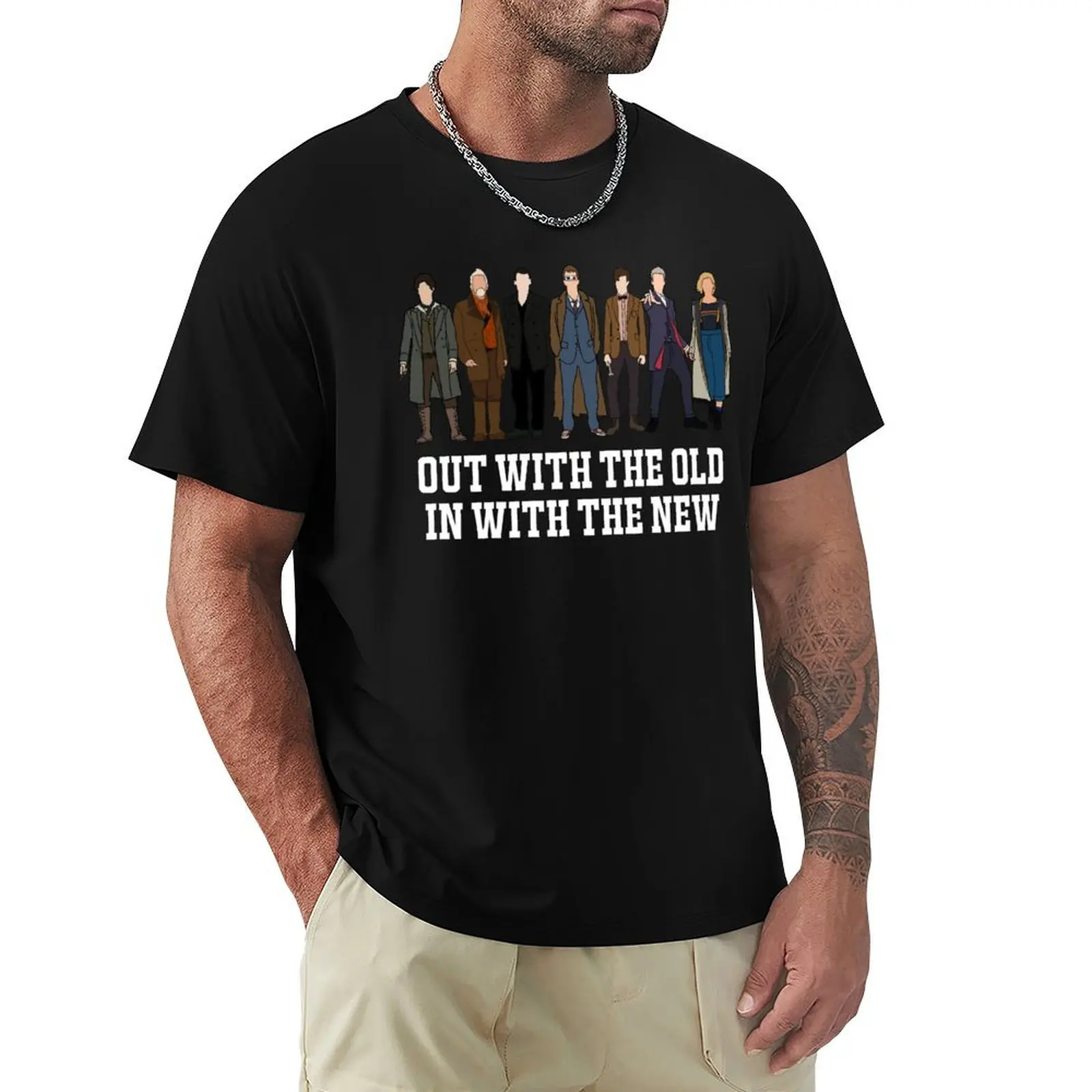 

New Who Doctor ensemble: Out with the old in with the new (White) T-Shirt football t shirt summer clothes clothes for men