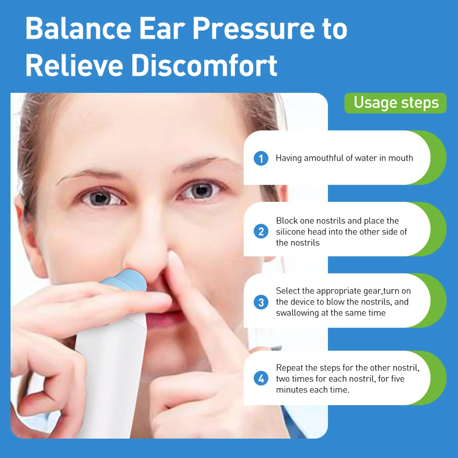 Eustachian Device Easy To Use Unblock Eustachian Tube Balancing Ear Pressure Relieve Tinnitus Ear Pressure Reliever for Flying