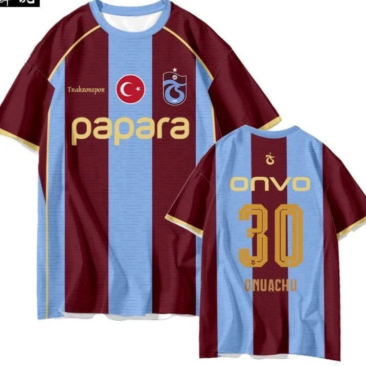 26-27 Türkische Superliga Trabzon Team Uniform Salah Fußballkleidung 3D Schnelltrocknend Kurzarm Heimtrikot Familien-Set – Detail 12