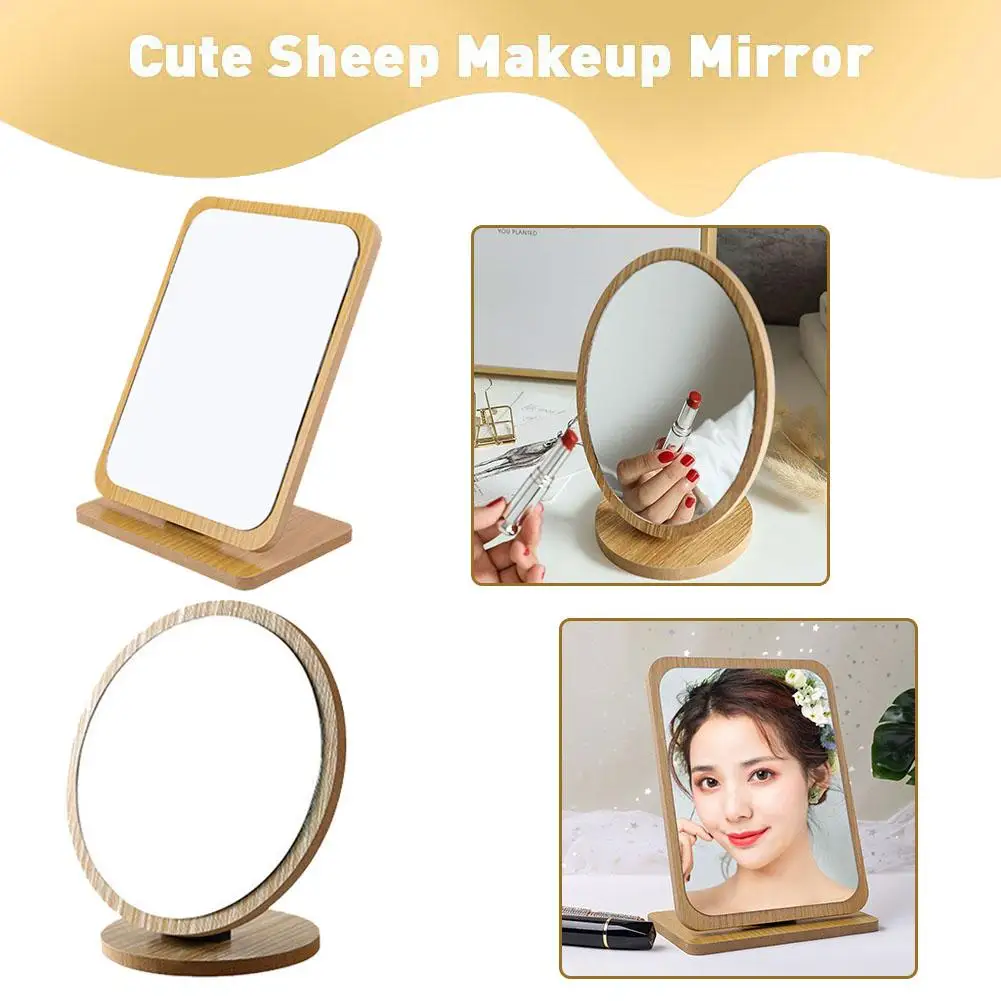 Portable Bamboo Vanity Makeup Mirror Lightweight Foldable Wooden Desk Table for Students Makeup Artists and Travel A9C7