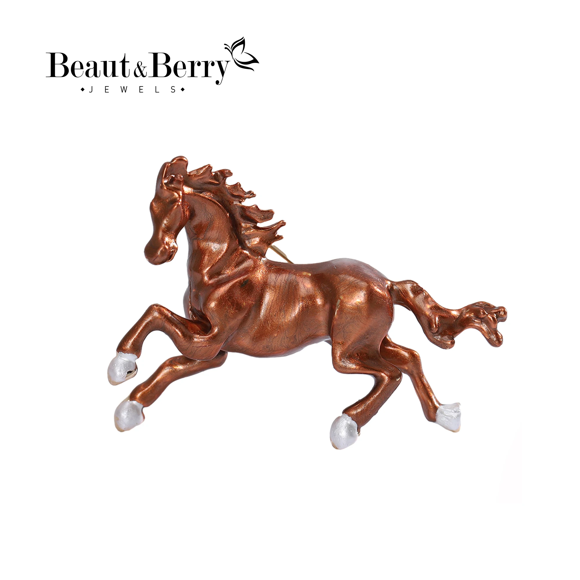 Beaut&Berry Trendy Horse Brooches for Women Unisex Animal Pins Multi-color Optional Casual Party Accessories Gifts