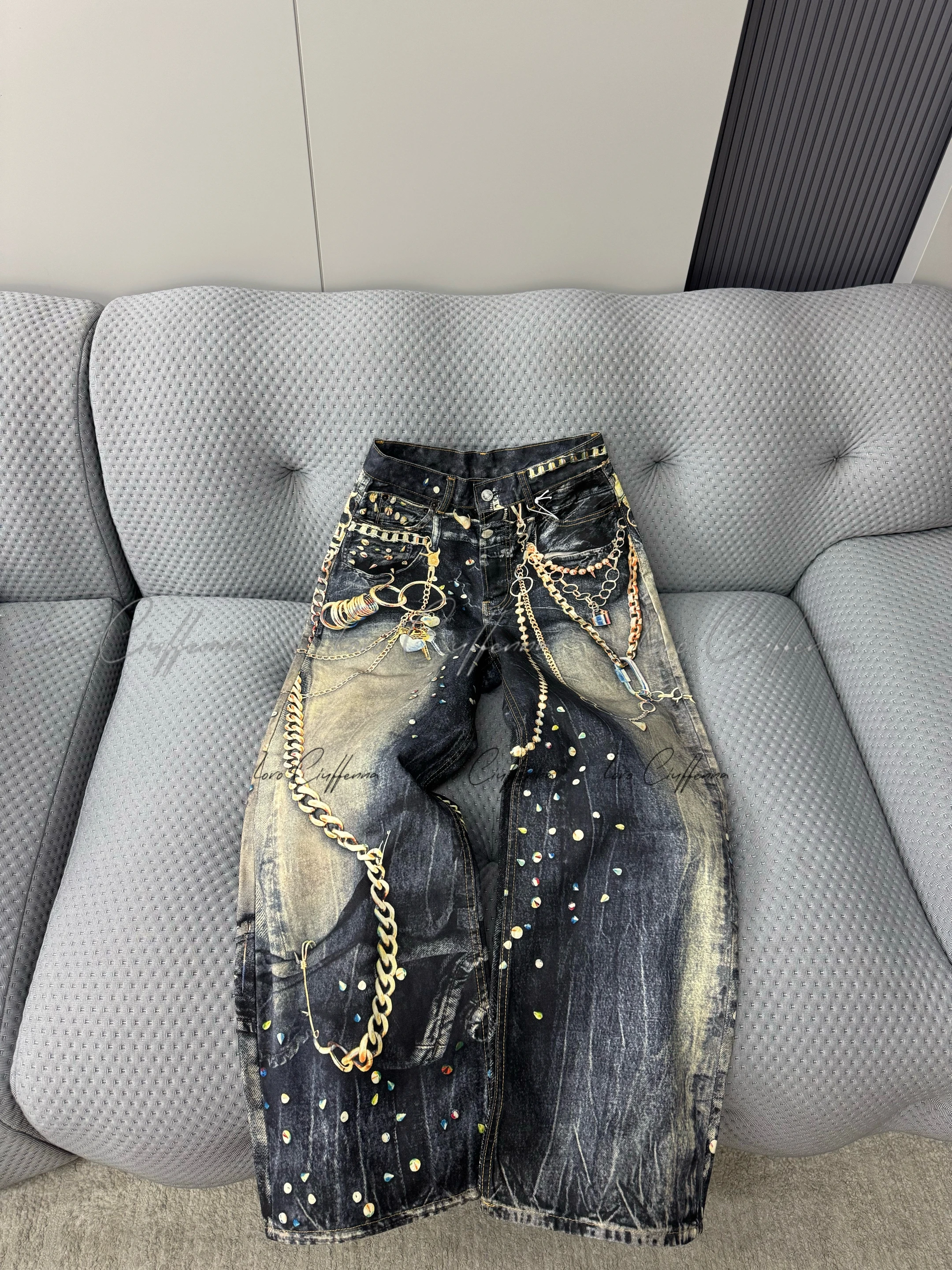 

Джинсы прямого кроя Loro Ciuffenna American Design с принтом, лимитированная серия к Новому году, длинные брюки для мужчин и женщин