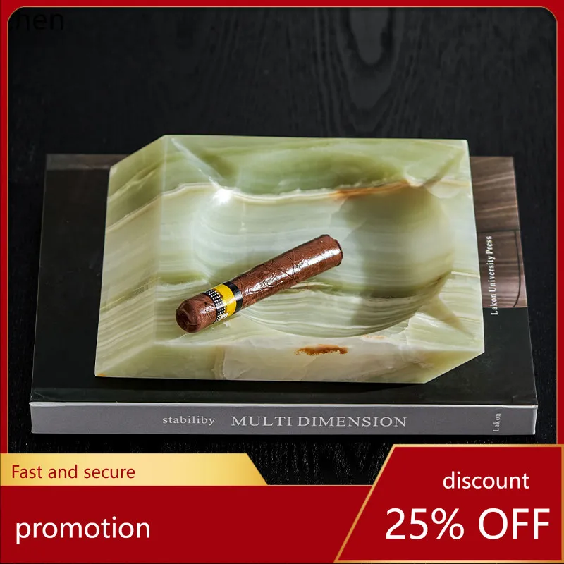 

HT Hotel Club Office Commercial Marble Ashtray Large Natural Frozen Jade High-end Stone Decorative Ornament